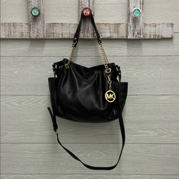 Michael Kors Black Leather Bag with Chain Straps and Crossbody Strap - Picture 2 of 15